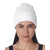 UltraClub Unisex White Knit Beanie with Cuff