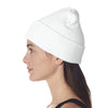 UltraClub Unisex White Knit Beanie with Cuff