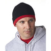 UltraClub Men's Black/Dark Red Two-Tone Knit Beanie