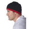 UltraClub Men's Black/Dark Red Two-Tone Knit Beanie