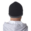 UltraClub Men's Black/Medium Grey Two-Tone Knit Beanie