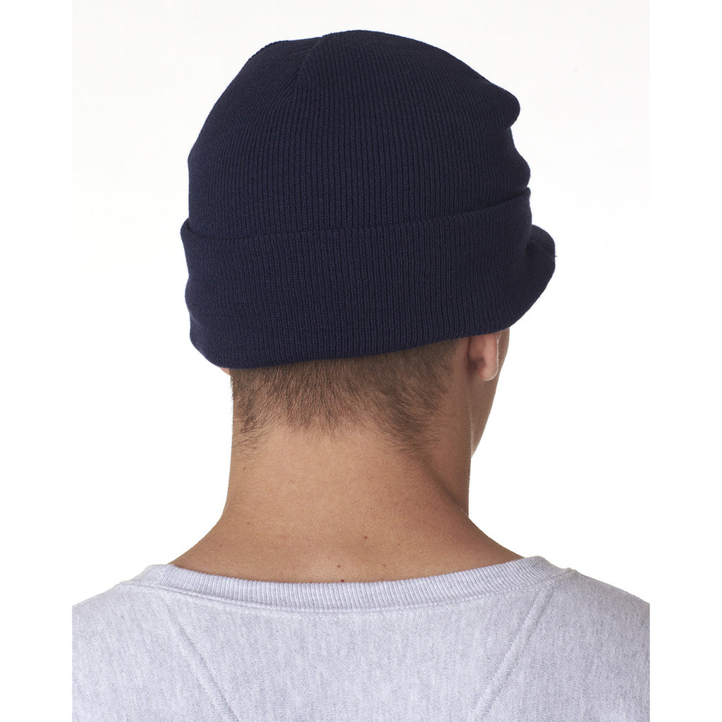 UltraClub Men's Navy Knit Beanie with Lid