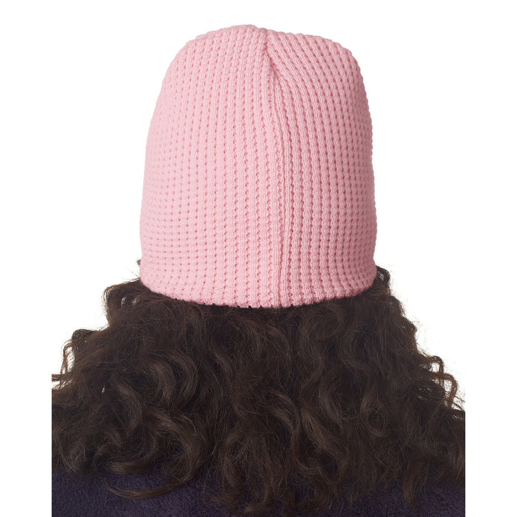 UltraClub Women's Pink Waffle Beanie