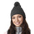 UltraClub Women's Grey Knit Pom-Pom Beanie with Cuff