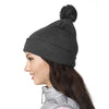 UltraClub Women's Grey Knit Pom-Pom Beanie with Cuff