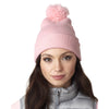 UltraClub Women's Pink Knit Pom-Pom Beanie with Cuff