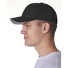 UltraClub Men's Black Flexfit Pique Mesh Cool & Dry Cap