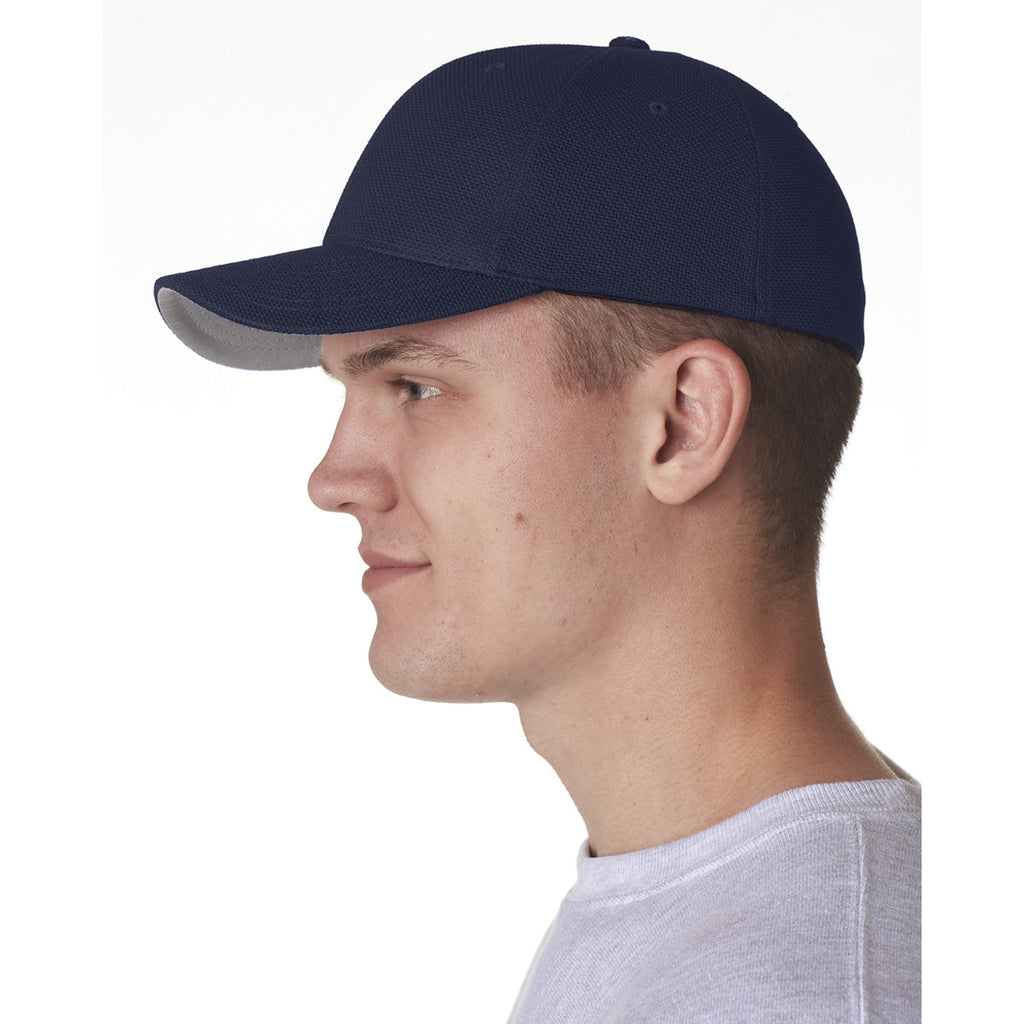 UltraClub Men's Navy Flexfit Pique Mesh Cool & Dry Cap