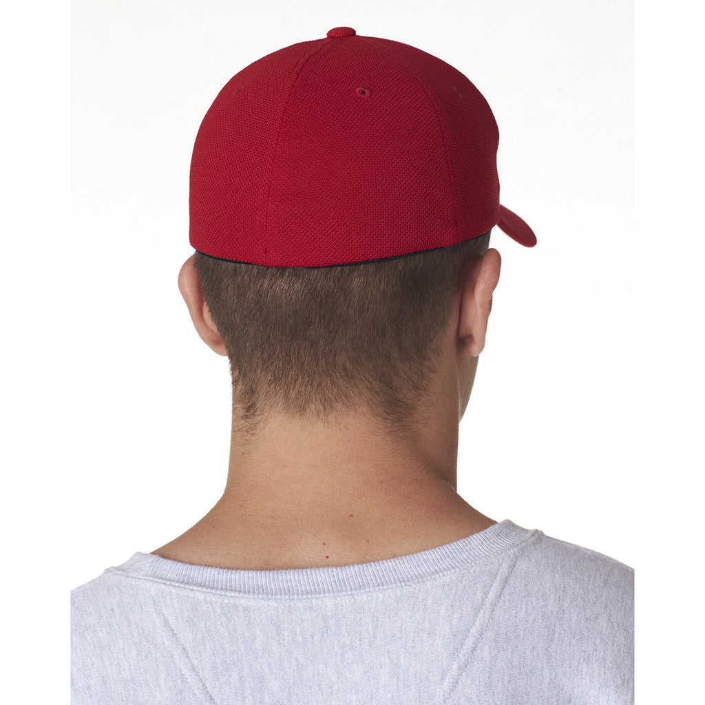 UltraClub Men's Red Flexfit Pique Mesh Cool & Dry Cap