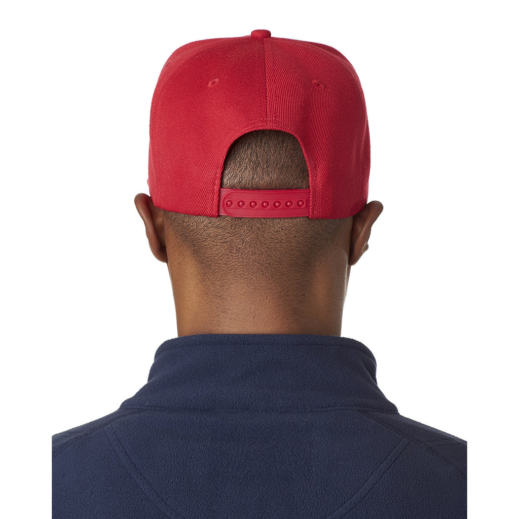 UltraClub Men's Red Flat Bill Cap