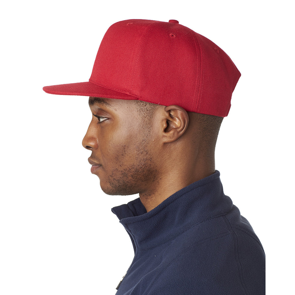 UltraClub Men's Red Flat Bill Cap