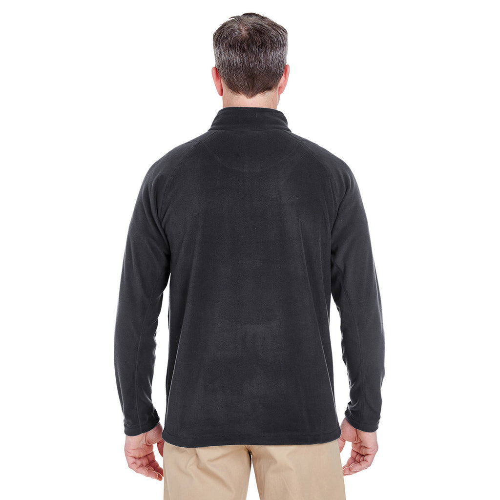 UltraClub Men's Black Cool & Dry Quarter-Zip Microfleece