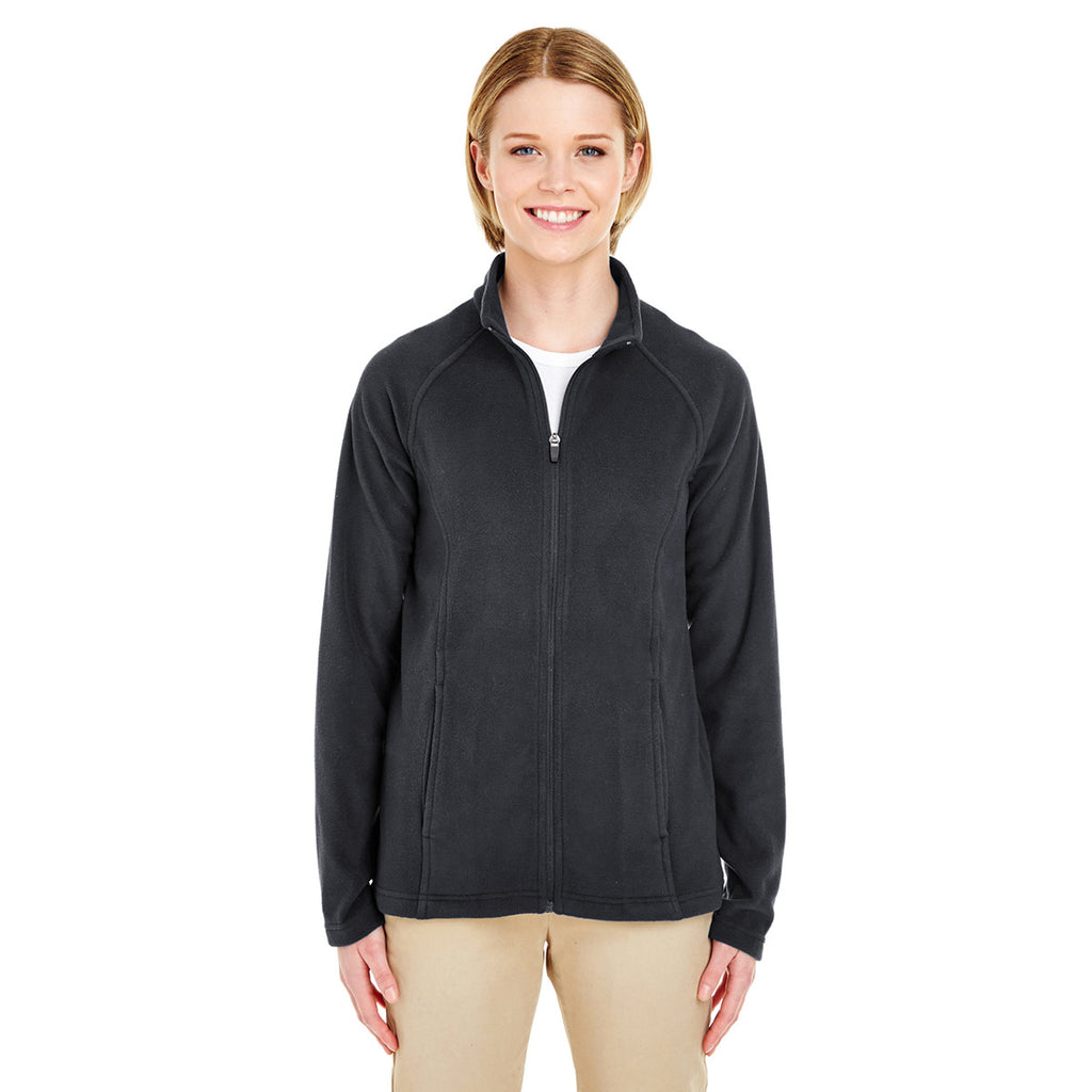 UltraClub Women's Black Cool & Dry Full-Zip Microfleece