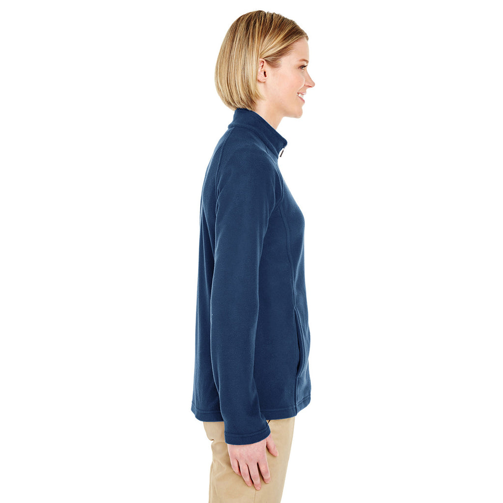 UltraClub Women's Navy Cool & Dry Full-Zip Microfleece