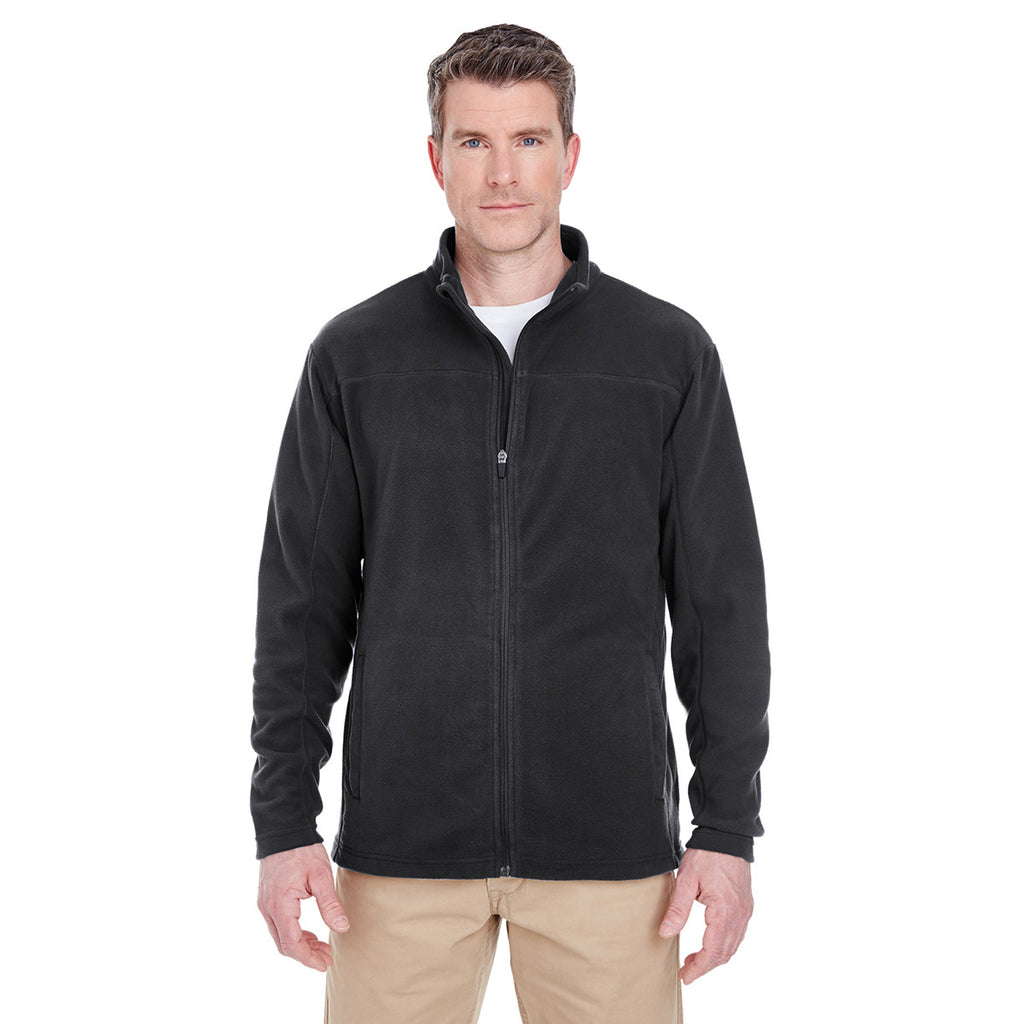 UltraClub Men's Black Cool & Dry Full-Zip Microfleece