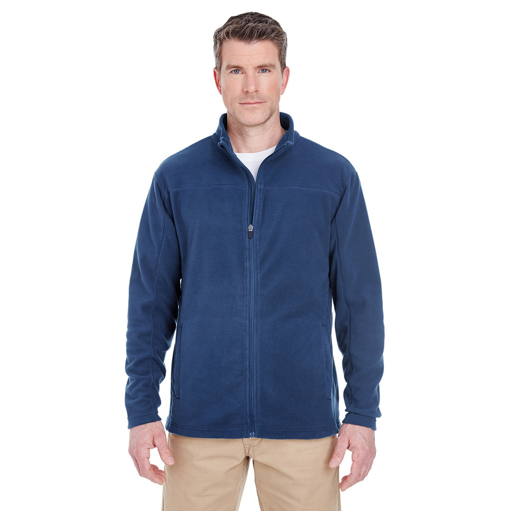 UltraClub Men's Navy Cool & Dry Full-Zip Microfleece