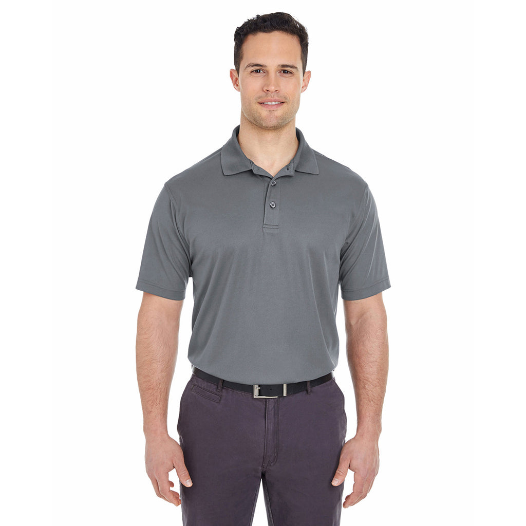 UltraClub Men's Charcoal Cool & Dry Mesh Pique Polo