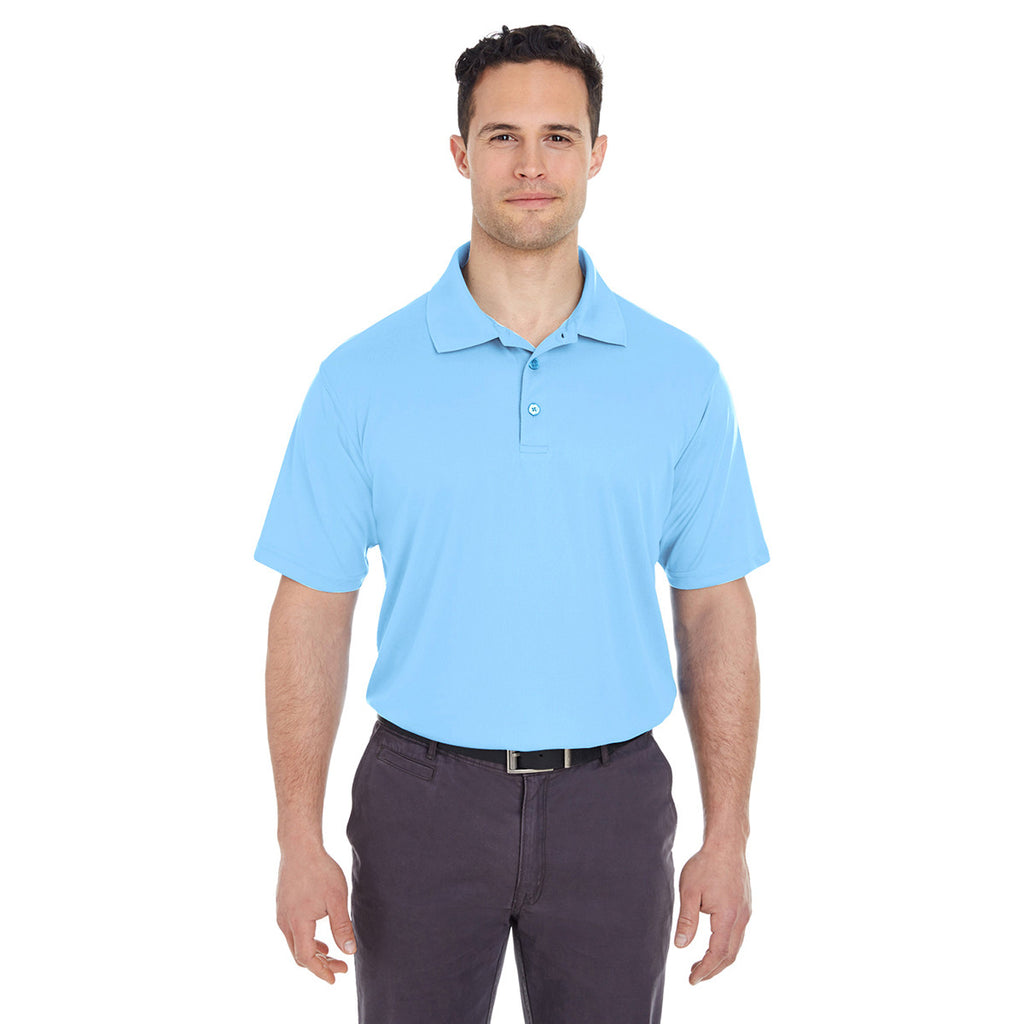 UltraClub Men's Columbia Blue Cool & Dry Mesh Pique Polo