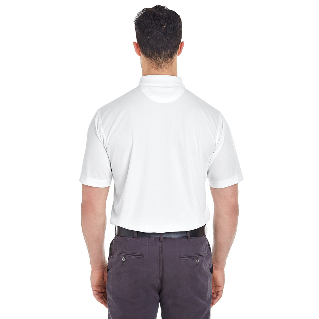 UltraClub Men's White Cool & Dry Mesh Pique Polo