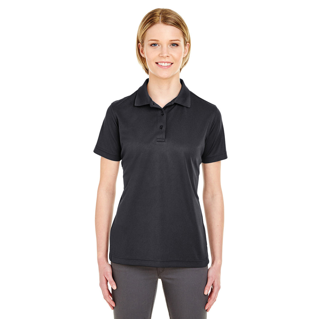 UltraClub Women's Black Cool & Dry Mesh Pique Polo