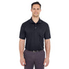 UltraClub Men's Black Cool & Dry Mesh Pique Polo with Pocket