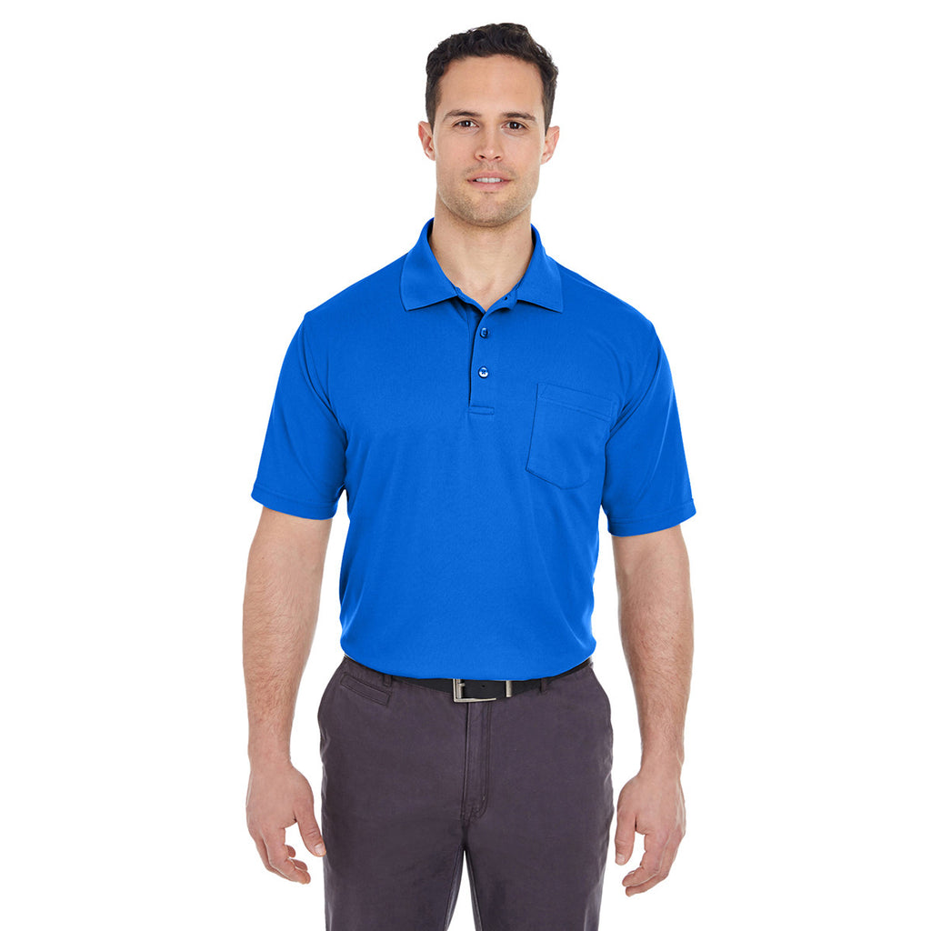 UltraClub Men's Royal Cool & Dry Mesh Pique Polo with Pocket