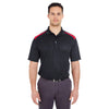 UltraClub Men's Black/Red Cool & Dry Two-Tone Mesh Pique Polo