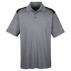 UltraClub Men's Charcoal/Black Cool & Dry Two-Tone Mesh Pique Polo