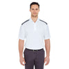 UltraClub Men's White/Charcoal Cool & Dry Two-Tone Mesh Pique Polo