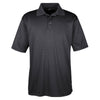 UltraClub Men's Black Cool & Dry Jacquard Stripe Polo