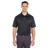 UltraClub Men's Black Cool & Dry Jacquard Stripe Polo