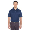 UltraClub Men's Navy Cool & Dry Jacquard Stripe Polo