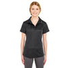 UltraClub Women's Black Cool & Dry Jacquard Stripe Polo