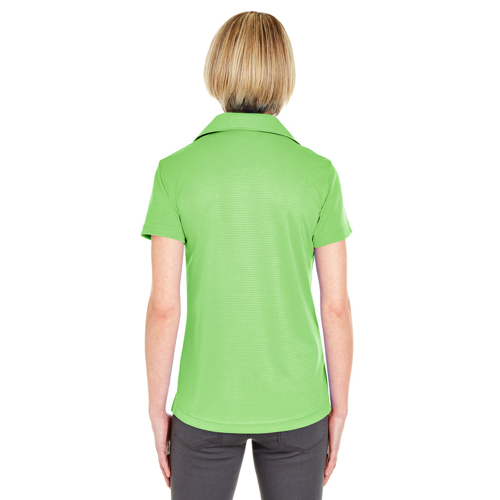 UltraClub Women's Light Green Cool & Dry Jacquard Stripe Polo