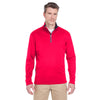 UltraClub Men's Red Cool & Dry Sport Quarter-Zip Pullover