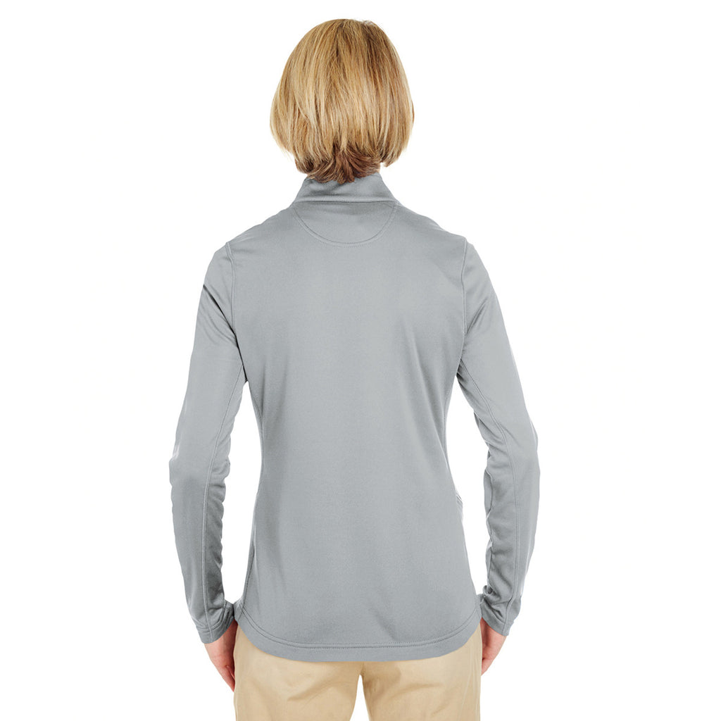 UltraClub Women's Grey Cool & Dry Sport Quarter-Zip Pullover