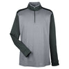 UltraClub Men's Grey Heather/Black Cool & Dry Sport Two-Tone Quarter-Zip Pullover