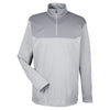 UltraClub Men's Silver/Gravel Cool & Dry Sport Colorblock Quarter-Zip Pullover