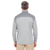 UltraClub Men's Silver/Gravel Cool & Dry Sport Colorblock Quarter-Zip Pullover