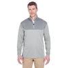 UltraClub Men's Silver/Gravel Cool & Dry Sport Colorblock Quarter-Zip Pullover