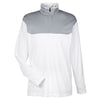 UltraClub Men's White/Silver Cool & Dry Sport Colorblock Quarter-Zip Pullover