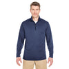 UltraClub Men's Navy Striped Quarter-Zip Pullover