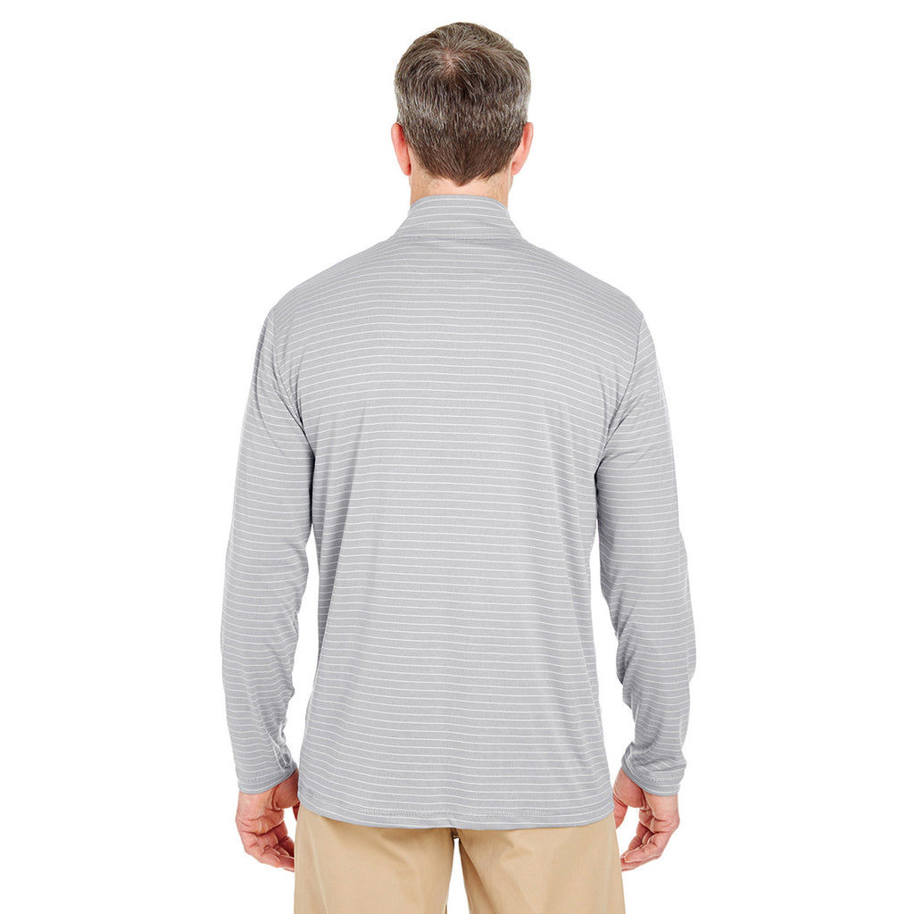 UltraClub Men's Silver Striped Quarter-Zip Pullover