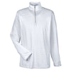 UltraClub Men's White Striped Quarter-Zip Pullover