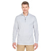 UltraClub Men's White Striped Quarter-Zip Pullover