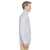 UltraClub Men's White Striped Quarter-Zip Pullover