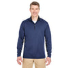 UltraClub Men's Navy/Black Two-Tone Keyhole Mesh Quarter-Zip Pullover