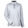 UltraClub Men's White/Charcoal Two-Tone Keyhole Mesh Quarter-Zip Pullover