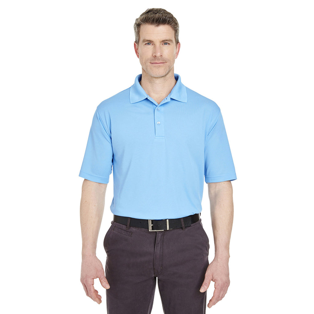 UltraClub Men's Columbia Blue Cool & Dry Jacquard Performance Polo