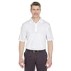 UltraClub Men's White Cool & Dry Jacquard Performance Polo